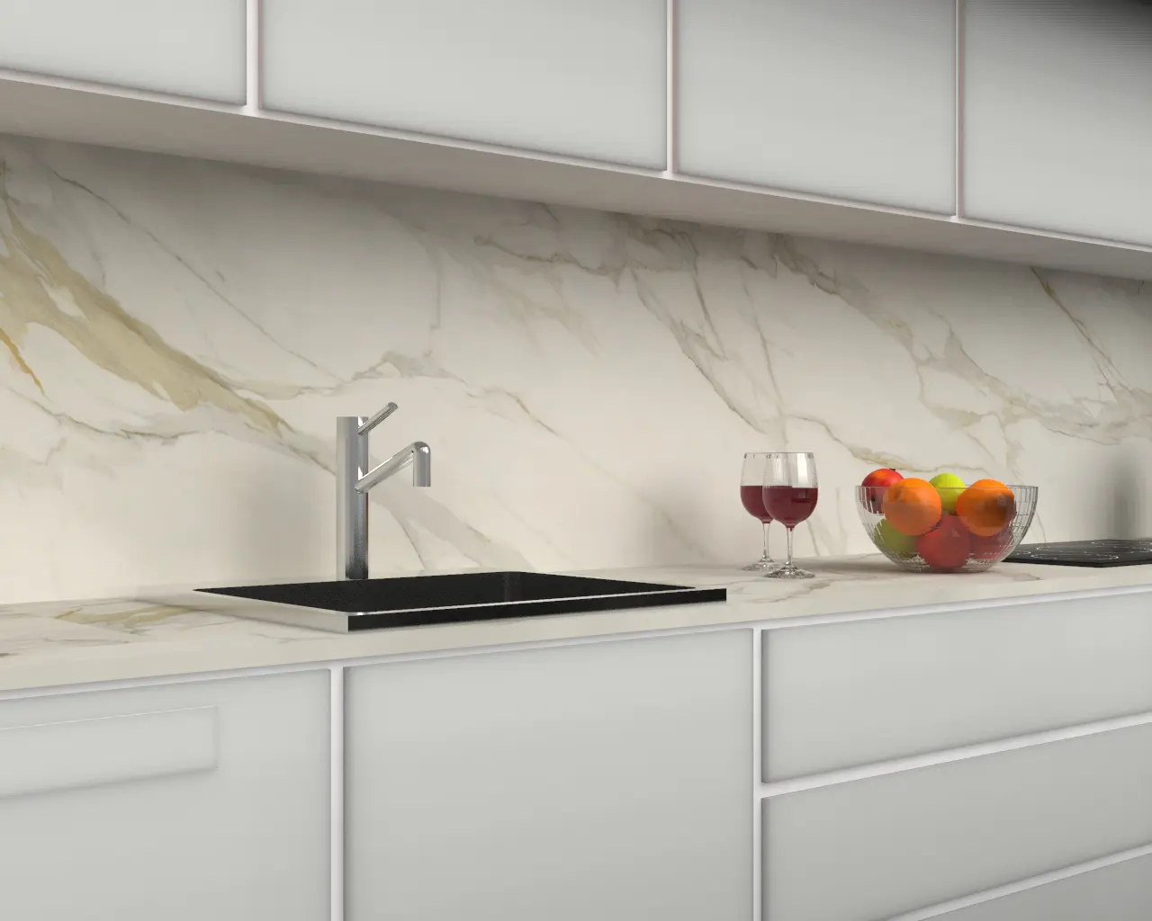 Splashback in optimum surfaces – calacatta gold